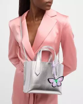 Миниатюрная кожаная большая сумка Tamsin цвета металлик Sophia Webster, цвет Silver