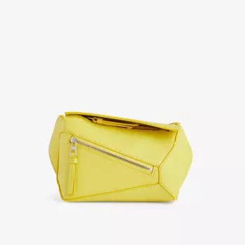 Миниатюрная кожаная поясная сумка Puzzle Loewe, цвет lemon zest