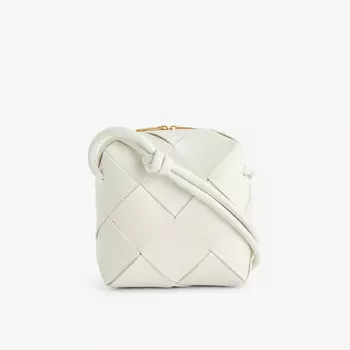 Миниатюрная кожаная сумка через плечо Camera intrecciato Bottega Veneta, желтый