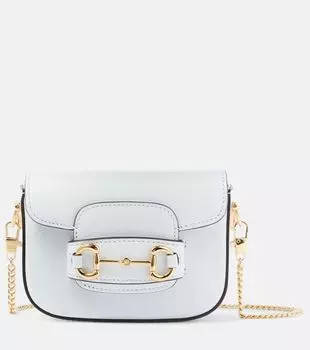 Миниатюрная кожаная сумка через плечо horsebit 1955 Gucci, синий