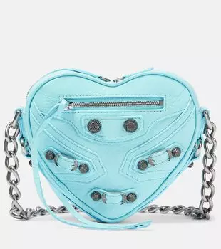 Миниатюрная кожаная сумка через плечо le cagole heart Balenciaga, синий
