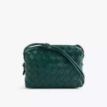 Миниатюрная кожаная сумка через плечо Loop Bottega Veneta, зеленый