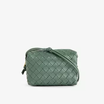 Миниатюрная кожаная сумка через плечо Loop Bottega Veneta, зеленый
