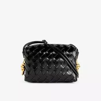Миниатюрная кожаная сумка через плечо loop Bottega Veneta, черный