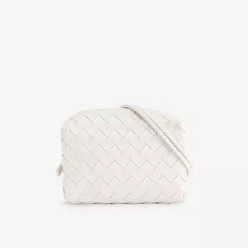 Миниатюрная кожаная сумка через плечо Loop в технике интреччато Bottega Veneta, желтый