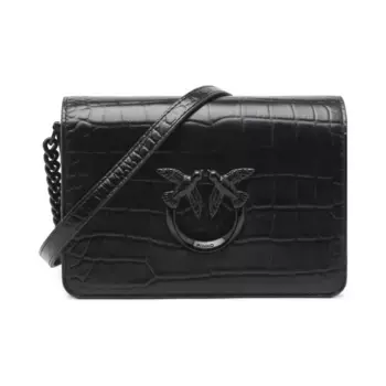 Миниатюрная кожаная сумка через плечо Love Click Pinko, черный