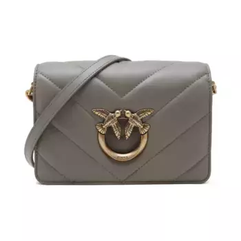 Миниатюрная кожаная сумка через плечо Love Click Pinko, серый