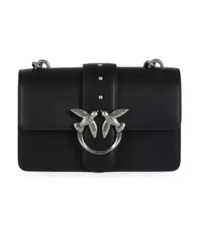 Миниатюрная кожаная сумка через плечо Love One Pinko, черный