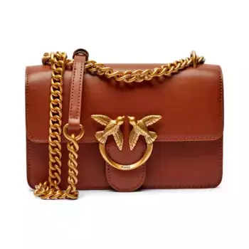 Миниатюрная кожаная сумка через плечо Love one Pinko, коричневый