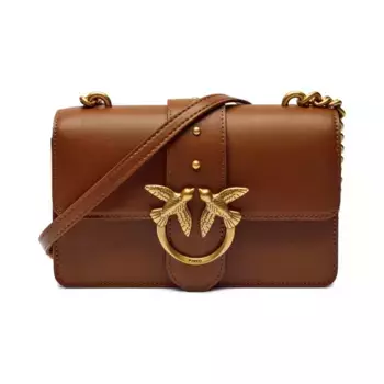Миниатюрная кожаная сумка через плечо Love one Pinko, коричневый
