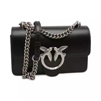 Миниатюрная кожаная сумка через плечо Love one Pinko, черный