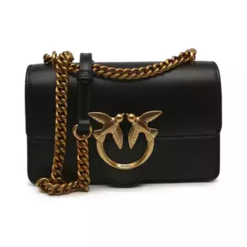 Миниатюрная кожаная сумка через плечо Love one Pinko, черный