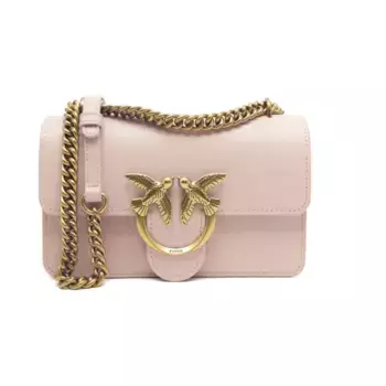 Миниатюрная кожаная сумка через плечо Love one Pinko, розовый