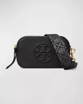 Миниатюрная кожаная сумка через плечо Miller с двойной молнией Tory Burch, цвет Black