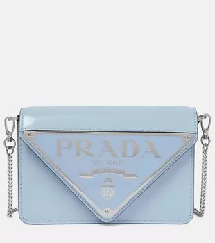 Миниатюрная кожаная сумка через плечо Prada, Celeste N