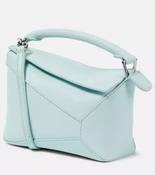 Миниатюрная кожаная сумка через плечо puzzle edge Loewe, синий