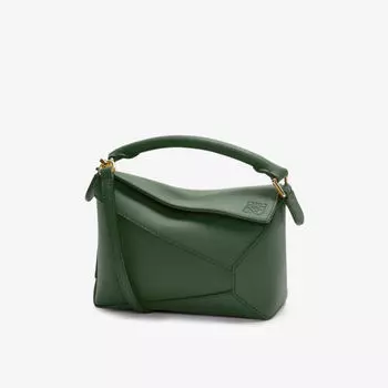 Миниатюрная кожаная сумка через плечо Puzzle Loewe, зеленый
