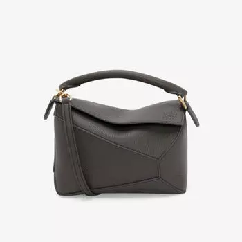 Миниатюрная кожаная сумка через плечо Puzzle Loewe, серый