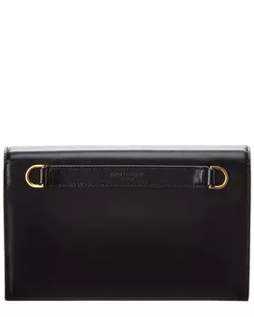 Миниатюрная кожаная сумка через плечо Saint Laurent Envelope, черный
