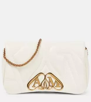Миниатюрная кожаная сумка через плечо seal Alexander Mcqueen, белый