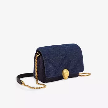 Миниатюрная кожаная сумка через плечо serpenti cabochon Bvlgari, синий