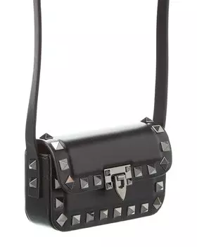 Миниатюрная кожаная сумка через плечо Valentino Rockstud, черный