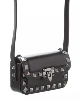 Миниатюрная кожаная сумка через плечо Valentino Rockstud, черный