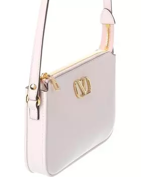 Миниатюрная кожаная сумка через плечо Valentino VLogo Signature, розовый