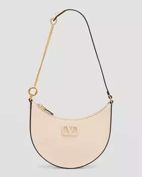 Миниатюрная кожаная сумка через плечо VLOGO Hobo Valentino Garavani, цвет Light Ivory