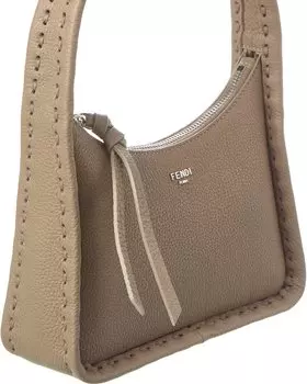 Миниатюрная кожаная сумка-хобо FENDI Fendessence, серый