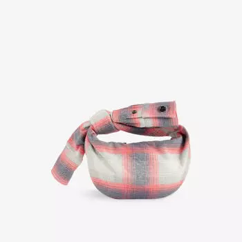 Миниатюрная кожаная сумка jodie в клетку тартан с верхней ручкой Bottega Veneta, черный