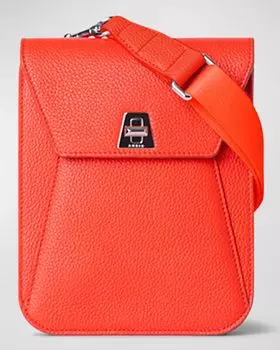 Миниатюрная кожаная сумка-мессенджер Anouk Akris, цвет Tangerine