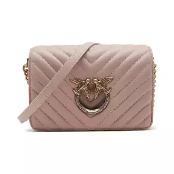 Миниатюрная кожаная сумка-мессенджер Love Click Pinko, розовый