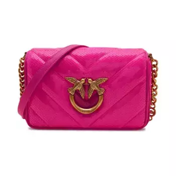 Миниатюрная кожаная сумка-мессенджер Love Click Pinko, розовый