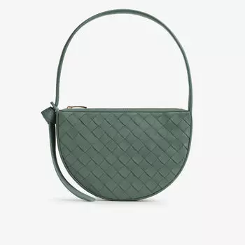 Миниатюрная кожаная сумка на плечо Moon с узором интреччато Bottega Veneta, желтый