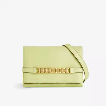 Миниатюрная кожаная сумка-саквояж с цепочкой Victoria Beckham, цвет avocado