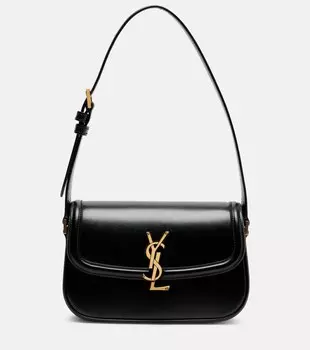 Миниатюрная кожаная сумка Solferino через плечо Saint Laurent, нуар