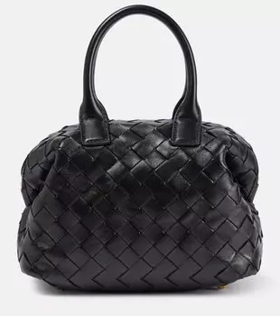 Миниатюрная кожаная сумка-тоут bauletto Bottega Veneta, черный