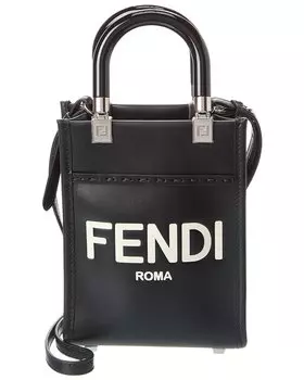 Миниатюрная кожаная сумка-тоут FENDI Sunshine, черный