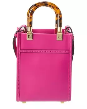 Миниатюрная кожаная сумка-тоут FENDI Sunshine, розовый