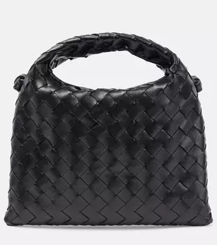 Миниатюрная кожаная сумка-тоут hop Bottega Veneta, черный