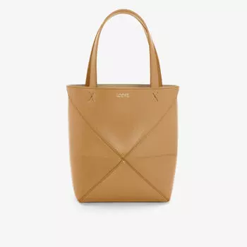 Миниатюрная кожаная сумка-тоут Puzzle Fold Loewe, цвет warm desert