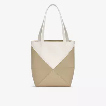 Миниатюрная кожаная сумка-тоут puzzle fold Loewe, белый