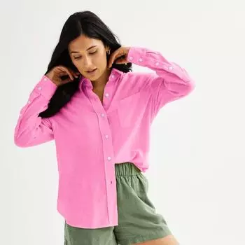 Миниатюрная льняная рубашка бойфренда Sonoma Goods For Life, цвет pink sandal