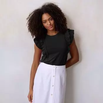 Миниатюрная майка из смешанной техники Lc Lauren Conrad, цвет black ore