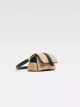 Миниатюрная объемная тканая сумка Бамбиму Jacquemus, слоновая кость/черный