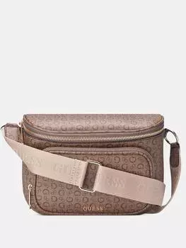Миниатюрная поясная сумка Hailley Signature Guess Factory, цвет Cocoa