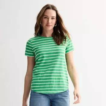 Миниатюрная повседневная футболка с короткими рукавами и круглым вырезом Sonoma Goods For Life, цвет green minimal stripe