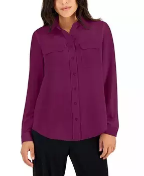 Миниатюрная практичная блузка AK Anne Klein, фиолетовый