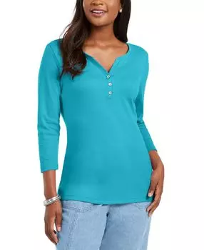 Миниатюрная рубашка henley с рукавами 3/4, созданная для macy's Karen Scott, мульти